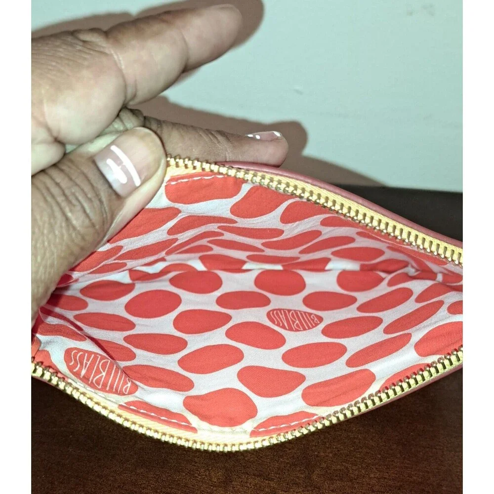 Bill Blass Orange Glossy Cosmetic Makeup Bag Pouch Vintage Collectible‎